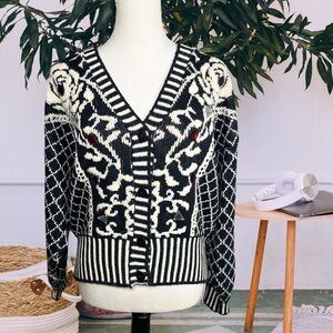 Vintage Jewel Accent Knit Cardigan